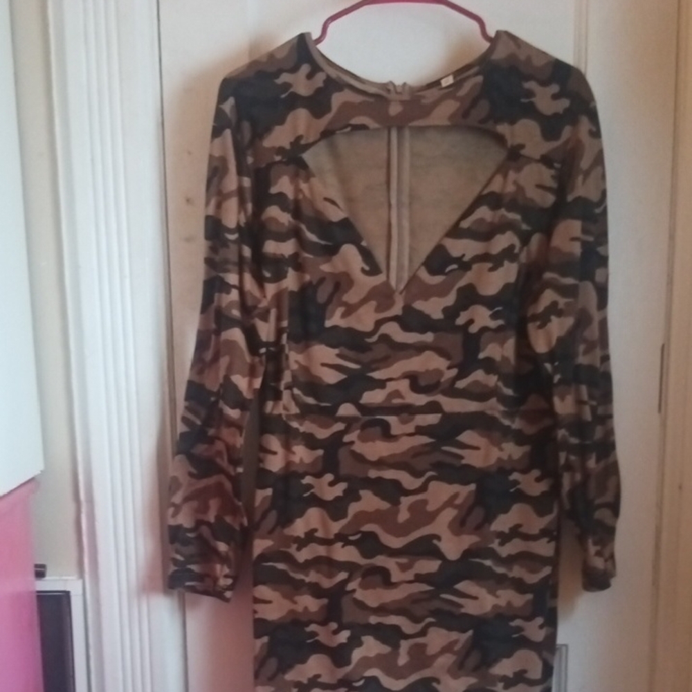 Camouflage Long Sleeve  Sexy Dress